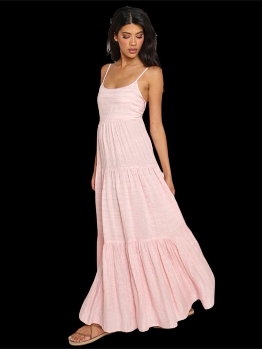 L *SPACE SANTORINI DRESS MAXI ROSE QUARTZ PINK GAUZE TIE BACK SIZE S